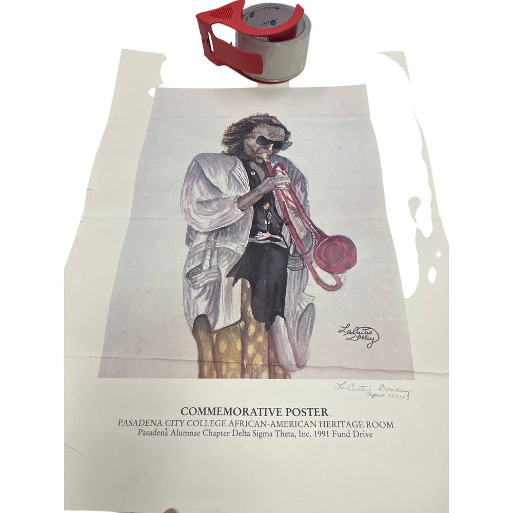 1991 Miles Davis LaCurtis Dooley Signed Commemorative Jazz Poster 15x21 Vintage